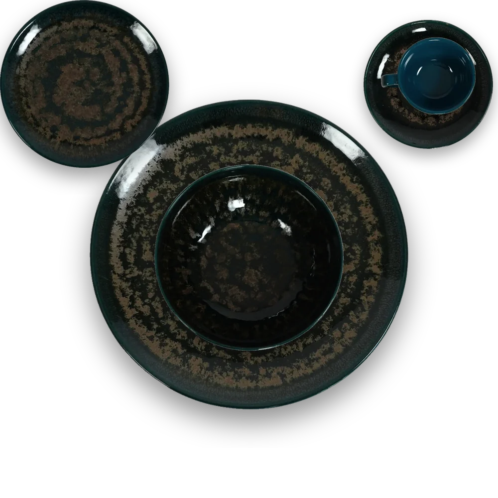 Een gedekte plek met Nero Green servies